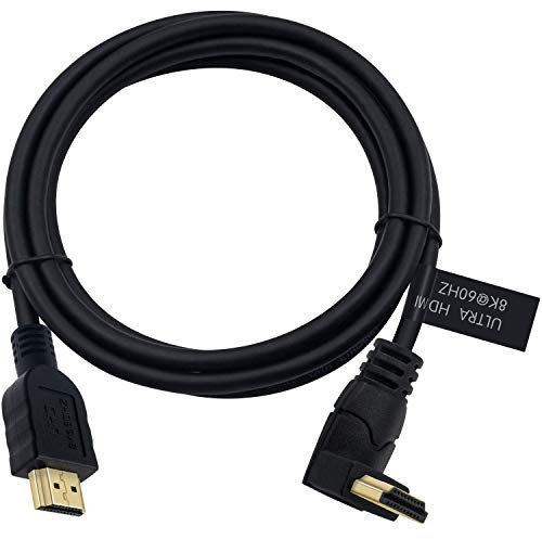 Poyiccot 8K HDMI 2.1 Cable 6feet, HDMI 48gbps 90 Degree Up Angle HDMI Male to Male HDMI 2.1 Cable with 8K 60Hz Video and 3D HDR for TV/Xbox /PS4 /PS5(M/M Up)