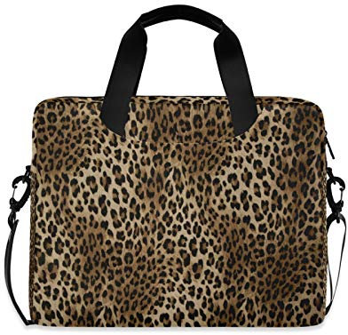 OOWOW Sacoche pour ordinateur portable unisexe en peau de léopard légère 35,6 cm 16