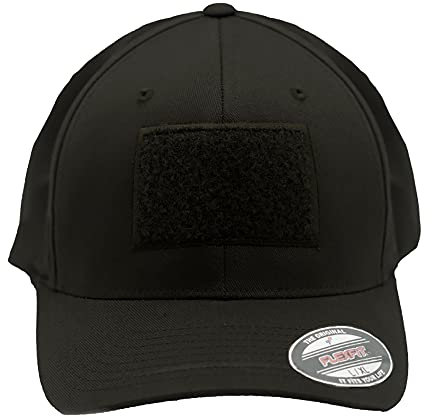 Café Viereck ® Unisex Cap Wooly Combed – Schwarze Cap mit Flauschfläche für Klett Patches (9 x 6 cm) – für Männer und Frauen (Schwarz S/M (54-58 cm))