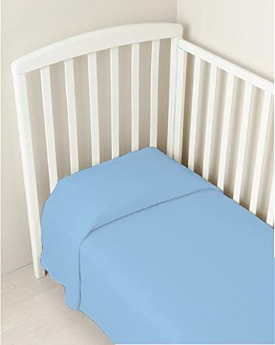 Biancheria&Casa Lenzuolo sopra Piano Baby per Lettino Made in Italy Cotone Azzurro
