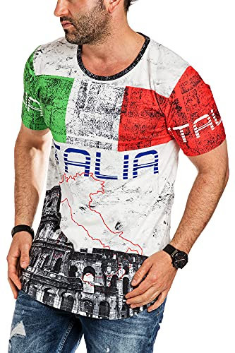 Herren T-Shirt Tee Shirt Oversize Fan Trikot Rundhals-Ausschnitt Italy Italia Urlaub EM WM 2020 2021 2022 Fußball Italien M