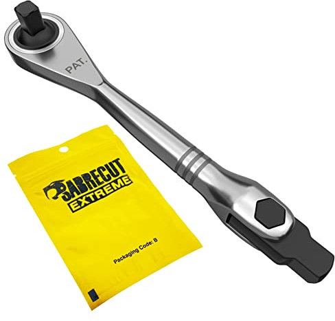 1 x SabreCut MRSC05 Mini-Mikroratsche verstellbar 1/4 Zoll Vierkantantrieb professioneller Handratschenschlüssel aus Edelstahl mit 72 Zähnen