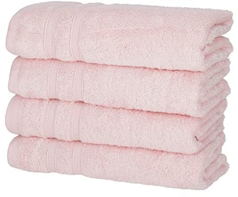 Müskaan® 4er Bambus Handtuch Set Rosé, 50% Baumwolle & 50% Bambus, 50x100cm, 450g/m² – Öko-Tex, Frottee Handtücher Set Baumwolle, Baumwoll Handtuchset Blau für Bad, 60°C waschbar, Frotteetücher