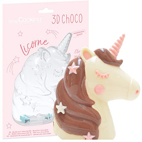 SCRAP COOKING - Moule Rigide Chocolat Licorne - Moule 3D Choco pour Créer Licornes en Chocolat - Accessoire Pâtisserie Qualité Professionnelle - 6755