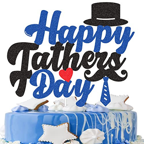G-LOVELY'S Happy Father's Day Cake Toppers, Topper Kuchendeko, Geburtstag Tortenstecker, Happy Birthday Dad Kuchen Dekorationen für Best Dad Vatertag Themenparty Supplies (04)