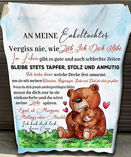 ACCZ Personalisierte Kuscheldecke An Meine Enkelin Decke Von Opa Oma,Deutsche Briefdecke Nachricht Luftpost Wohndecke Couch Bett Tv-Decken Geburtstagsgeschenk