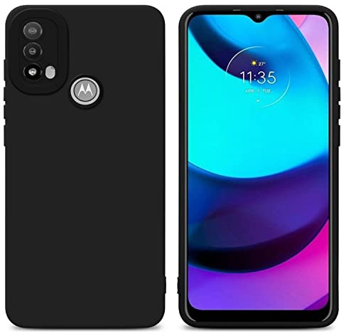 Cadorabo Hülle kompatibel mit Motorola Moto E20 Schutzhülle TPU Silikon Case Liquid Design mit Kameraschutz Slim Kratzfest Weiche Gummi mit Rundumschutz Case Hülle für Motorola Moto E20 in Schwarz