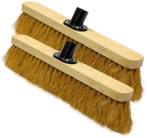 EDS 18” Soft Broom Head ONLY Indoor Outdoor Sweeping Brush with Bristles Broom Head Outdoor Durable Support Bracket for Cleaning Flat (PACK OF 2)