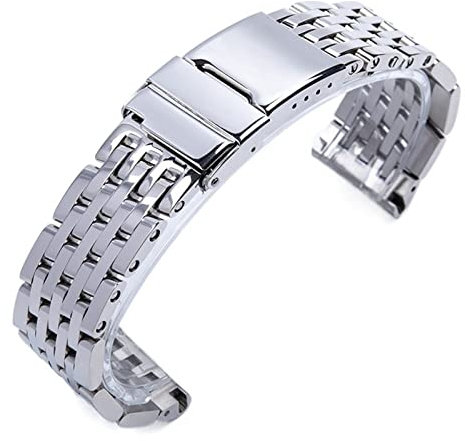 AEMALL 22 mm, 24 mm, silbernes Edelstahl-Uhrenarmband für Breitling-Armbanduhrenarmband für Avenger-Navitimer-Superocean-Armbänder (Farbe: Edelstahl, Größe: 22 mm)