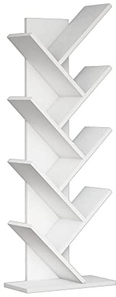 WELL HOME MOBILIARIO & DECORACIÓN Bücherregal mit V-Fächern, 100% melaminbeschichtete Spanplatte, Weiß