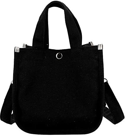 hahuha Mehrere Farben erhältlich Fransen-Leinwand-Einkaufstasche Sommer-Strandtasche Handtasche mit großer Kapazität für Frauen Gelbe Clutch (Black, One Size)