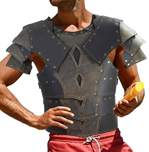 PERTID Krieger-Rüstungskostüm für Herren – mittelalterliche Brustpanzer, verstellbare Rüstung aus Leder, für Männer und Frauen, für Cosplay, Halloween, Cipliko