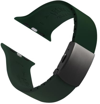 Archer Watch Straps - Bracelets en Silicone Ajustables Sur Mesure pour Apple Watch (Verte Anglais, Fermoir Gris, 40/41/42mm)
