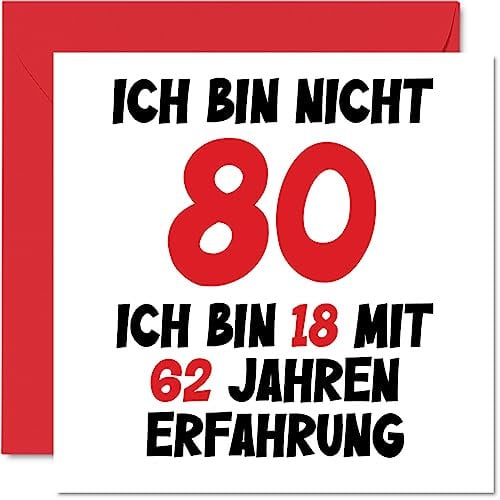 80. Geburtstagskarte Lustig für Männer Frauen Ihn Sie - Ich Bin 18 und 62 Jahre Erfahrung - Lustiger Achtzig Achtzigster Alles Gute Zum Karte Geburtstag, 145mm Scherzen Glückwunschkarten