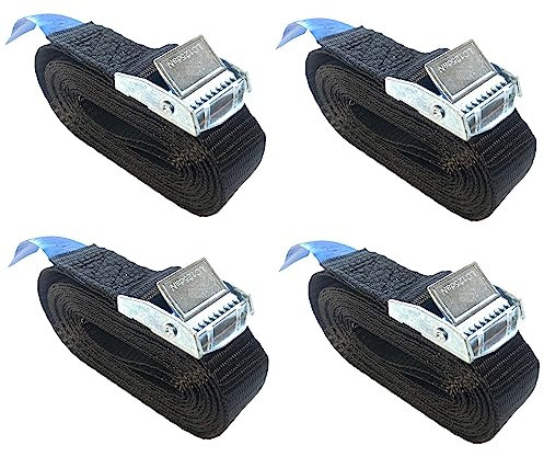 4 x Spanngurt mit Klemmschloss LC 250 daN 3 Meter Schwarz Befestigungsriemen DIN EN 12195-2