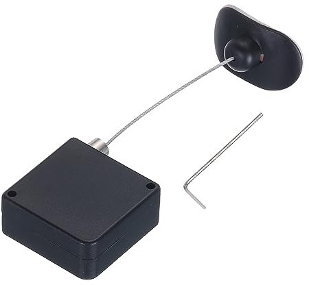 sourcing map Retractable Cable Lock with Double-Sided Adhesive Remote Control Security Lock Arc Terminal for TV, DVD,Showroom,Remote,600g 1Set Black