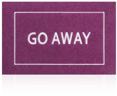 JJUUYOU Large Funny Mats for Front Door Outdoor Purple Go Away Welcome Doormat with Non Slip Rubber Door Decor for Home Farmhouse Patio 36x24''
