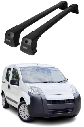 OMAC Dachträger Grundtäger kompatibel mit Citroen Nemo 2008-2017 Aluminium 75kg Schwarz 2tlg Fixpunkte für Fahrradträger, Dachboxen, Skiträger Abschließbar