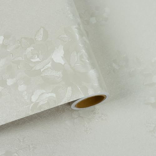 VaryFloral Beige Rose Contact Paper Peel and Stick Wallpaper 30cmx300cm Sticky Back Plastic Patterned self Adhesive Vinyl roll Waterproof self Adhesive Vinyl wrap for Furniture Worktop Drawer Cabinet