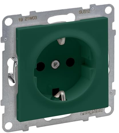 Legrand, SEANO 765222 Prise de courant avec protection de contact accrue - Bornes enfichables - 16 A - 250 V - Couleur : vert