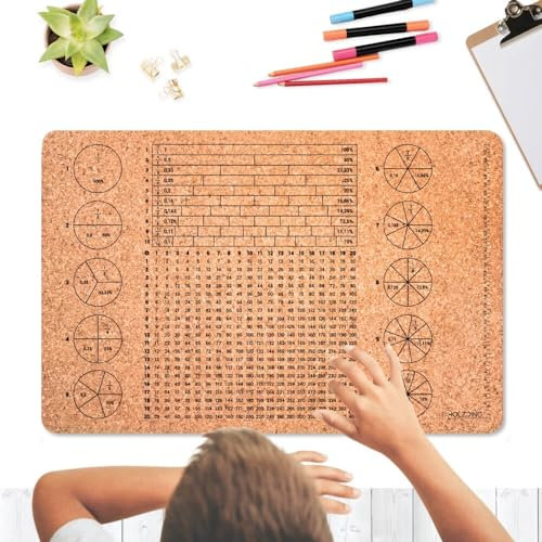 HOLZDING® Kork Schreibtischunterlage 58 x 38 cm, mit Lineal, Geschenkidee für Kinder (GROSSES 1x1)
