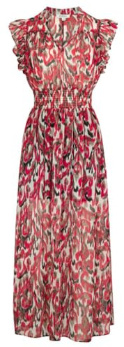 Morgan Femme Robe Longue imprimée Rose Manches courtesTaille 38