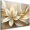 Feeby Bilder - Foto Geschenk - Gold Glamour Blumen 3D - 60x40 1tlg - Leinwandbilder Wohnzimmer - Wandbild über dem Bett - Bild Schlafzimmer - Aesthetic Zimmer Deko - Modern Pictures