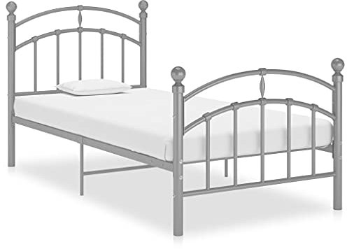 THOYTOUI Bettgestell, Betten Metallbett Bett Bettsystem Geeignet für Gästezimmer Hotel Mehrbettzimmer Schlafzimmer Grau Metall 100x200 cm