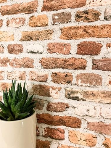 NEWROOM Papier peint Rouge Pierre Intissé - Moderne Orange Gris Clair Brique Clinker Optique 3D