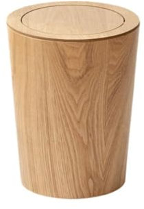 Runder Mülleimer, Holz-Mülleimer mit Deckel, Müllrecyclingbehälter, Abfallbehälter, Papierkorb mit Deckel für Badezimmer, Gästetoilette, Küche
