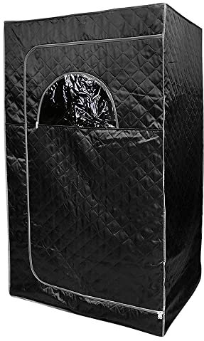 MENGDA Tragbare Dampfsauna für zu Hause, Schwitzzelt, Sauna-Stuhl, zusammenklappbar, ideal für zu Hause, Platz für zwei Personen (schwarz)