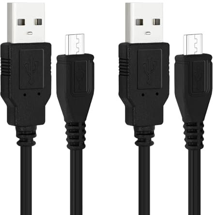 Omivine 1M-2 Pack Micro USB Charger Cable for PS4/Xbox Controllers, Android/Windows Phones & Tablets, Multi-Devices (Black, 2 Pack)