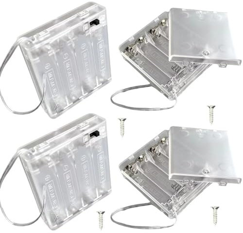 BKAEIMSTWR 8PCS 4AA Battery Holder and Screws，4 AA Battery Holder with Switch, 4.5V Battery Holder with Switch, 4 X 1.5V AA Battery Holder with Leads and Switch for LED String Light DIY or Fixing
