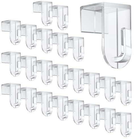 AMFUN Fensterhaken, 24 Stück Fenster Aufhänger, Transparente Türhaken Für Fenster bis maximal 17 mm Falzmaß geeignet, Fensterhaken zum Einhängen für Fensterdeko,35x17 mm