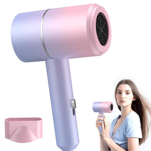 KQWVZ Ionen Haartrockner, 800w Reisefön Klappbar Klein, Reisefön Mit Diffusor, Föhn Klein Mit 1 Stylingdüse, 2 Heiz- Und 2 Geschwindigkeitsstufen, Reisefön Für Reisen Familie Salon (Pink Lila)