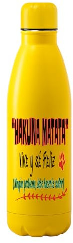 Docliick - Botella agua deportiva Acero Inoxidable, Térmica 790ml, botella con dibujos originales exlusivos y frases motivadoras. Cantimplora Aislamiento Doble Pared.Frase motivadora Hakuna