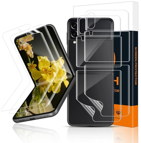 Carantee 2 piezas de vidrio templado para Samsung Galaxy Z Flip 4 5G, 2 piezas película protectora trasera, flexible TPU Film, antigolpes, antiarañazos, protección de cristal de alta definición Z Flip