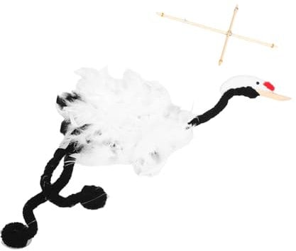 HEMOTON Holzkranich Marionette mit Zugschnur Handgefertigte Vogel Puppe für Kinder Interaktives Puppenspielzeug zum Kreativen Lernen und Spielen