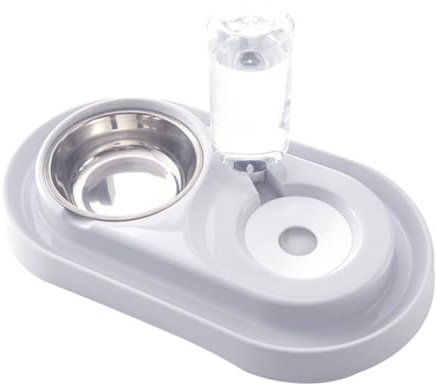 GRIRIW Comedero para Mascotas Cuenco De Alimentación con Botella De Agua Portátil para Perros Gatos Bebedero Doble