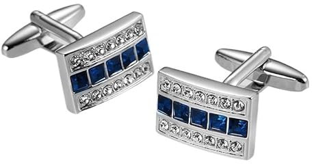 Manschettenknöpfe aus metallischem Silber mit Diamanten, Herren-Manschettenknöpfe, französische Hemdknöpfe