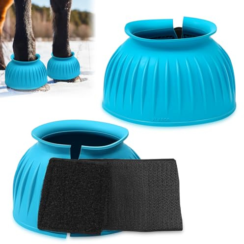 Abbylike Cloches pour chevaux 1 paire/2 paires disponibles, protègent contre les traumatismes d'impact du sabot, soins du cheval pour l'aiguillage, design sans frottement, crochet et boucle (taille L