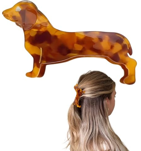 Dackel Haarklammer, Dachshund Motif Hair Clip, Niedliche Claw Clip Aus Acetat, Anti-Rutsch Volumen Haarspangen, Haarklammern Groß für Viele Anlässe, Geschenke für Dackelliebhaber Frauen Mädchen