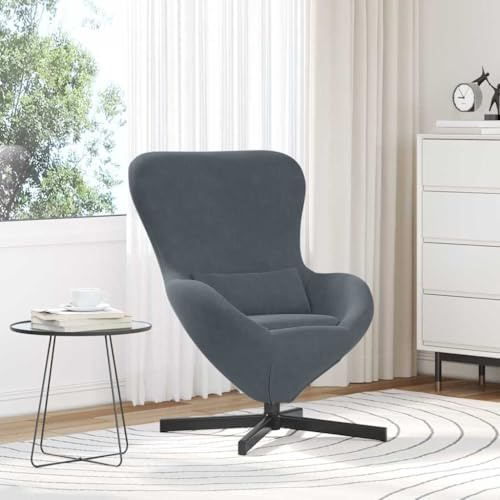 fadaoet Eiersessel Dunkelgrau, 63x73x90 cm Samtstoff, Moderner Drehsessel für Wohnzimmer und Schlafzimmer, Bequemer Lounge Stuhl mit Metallrahmen