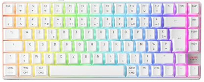 Cherry XTRFY K33 Compact Wireless, Clavier Gaming sans Fil Mem-chanical 75%, Multi-Appareils, Rétroéclairage RGB, IP54 Résistant à la Poussière et Aux Éclaboussures, Disposition FR (AZERTY), Blanc