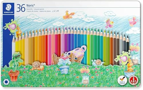 STAEDTLER Noris Club 145 SPM36 Colouring Pencils in Sport Design Tin - Assorted Colours (Pack of 36)