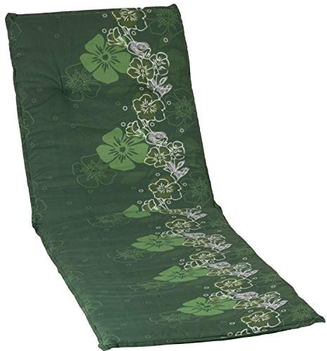 Beo Auflage Gartenliege UV-beständig Barcelona | Made in EU nach Öko-Tex Standard | Waschbare Auflage Liege mit Halteband | Atmungsaktive Sonnenliege Auflage mit Blumen in Dunkel-Grün