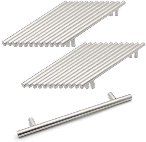 Probrico 25 Pack Brushed Nickel Stainless Steel Kitchen Cabinet T Bar Handle Furniture Drawer Pulls Cuoboard Knobs (160mm Hole centers/224mm Long)