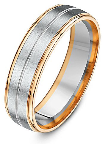 Theia Ehering Bicolor, Palladium 950 & 9 Karat Roségold, Oval, Matt & Poliertes Finish 6mm - Größe 59 (18.8)
