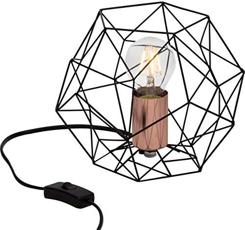 BRILLIANT Lampe Synergy Tischleuchte schwarz/kupfer | 1x A60, E27, geeignet für Normallampen (nicht enthalten) | Mit Schnurzwischenschalter