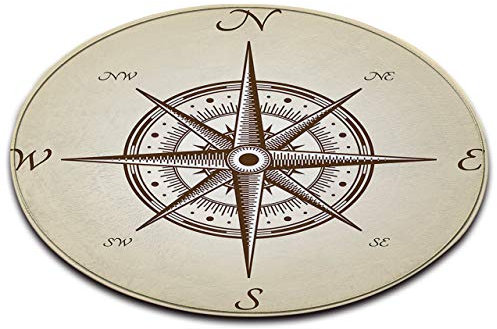 LB Round Area Rug Spielmatte, Segeln, Kompass, Wohnzimmer Schlafzimmer Badezimmer Küche Kinder- / Babyzimmer Weiche Teppich Bodenmatte Home Decor, 60x60CM